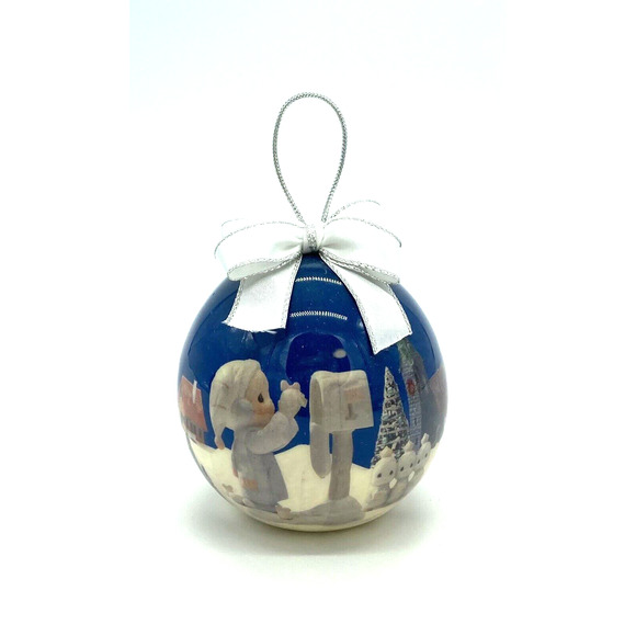 Vintage Precious Moments Decoupage Christmas Tree Ornaments Enesco Lot of 4 EUC - Picture 6 of 9